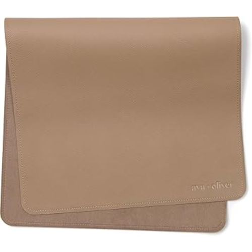 Ava + Oliver Vegan Leather Baby Changing Mat (16 X 30 in) - Multipurpose Wipeable and Portable Diaper Changing Pad - Foldable for Travel (Taupe)