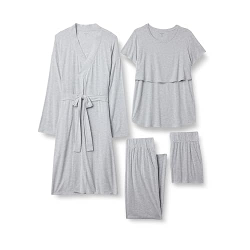 Amazon Essentials Women's Soft Modal Nursing Maternity Sleepwear Pajama Bundle, 4 Piece