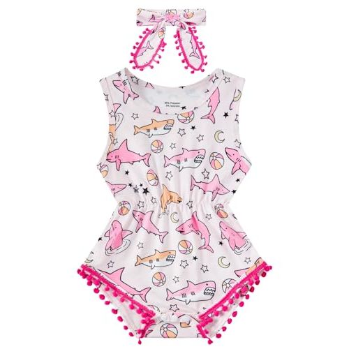 BFUSTYLE Baby Girl Clothes 0-24 Months Outfit Sleeveless Infant Romper Bodysuit with Headband