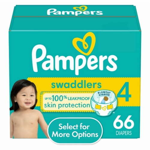 Pampers Swaddlers Baby Diapers Size 4, 66 Count