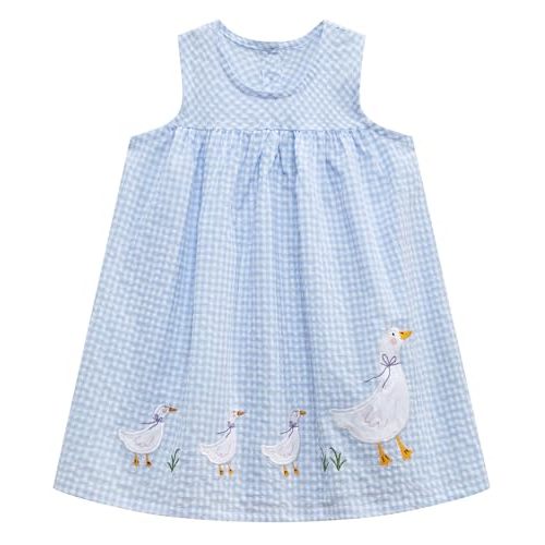 FreeLu Toddler Girls Cotton Summer Short Sleeve Dress Cartoon Print Casual Jersey Dresses