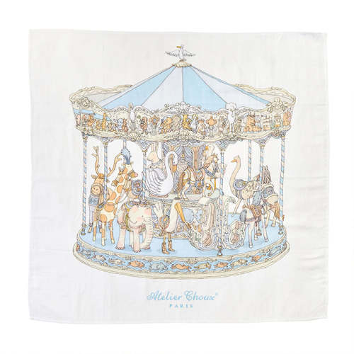 Atelier Choux Carré – Blue Carousel Swaddle | Caitlin Wilson