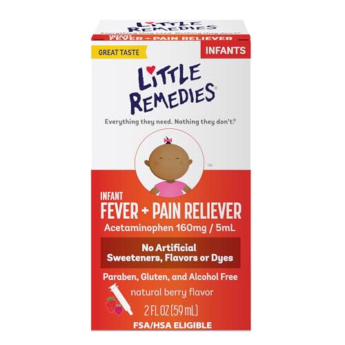 Little Remedies Infant Fever & Pain Reliever with Acetaminophen, Baby Medicine with No Artificial Sweeteners, Flavors or Dyes, Natural Berry Flavor, 2 Fl Oz