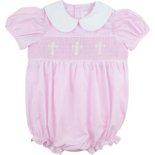 Pink Gingham Smocked Cross Bubble