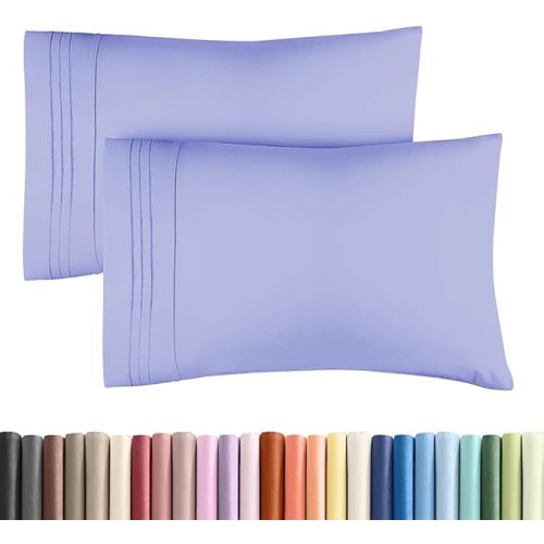 Standard Pillow Cases Set of 2 - Ultra-Soft Hotel Quality Pillowcase Covers - Comfy & Wrinkle Free - Stain and Fade Resistant - Machine Washable Pillow Protectors - 2 Piece Set - Standard Lavender