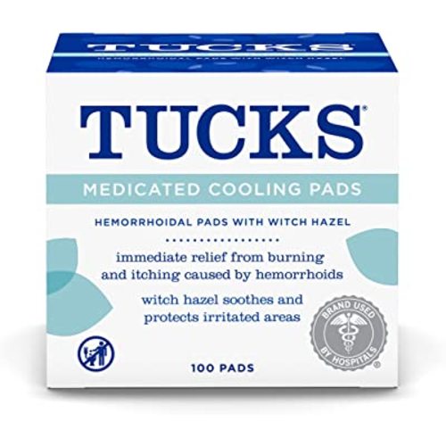TUCKS Medicated Cooling Pads, 100 Count – Hemorrhoid Pads with Witch Hazel, Cleanses Sensitive Areas, Protects from Irritation, Hemorrhoid Treatment, Medicated Pads Used By Hospitals - 100 Count (Pack of 1) - Cooling Pads Only