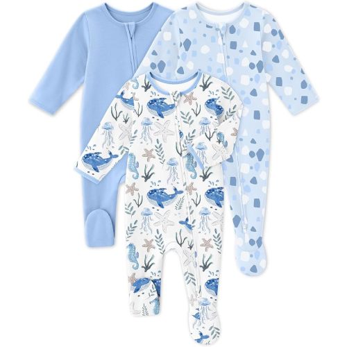 Baby Sleepers 100% Organic Cotton Pajamas for Newborn 0-3 3-6 6-9 Months Boys Girls Clothes Footed Pjs