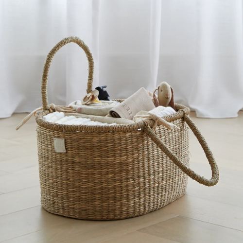 Baby Diaper Caddy Organizer "ROSA" Handmade & Natural by BEBE BASK® – BEBE BASK