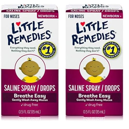 Little Remedies Saline Spray and Drops, Safe for Newborns, 0.5 fl oz (Pack of 2)