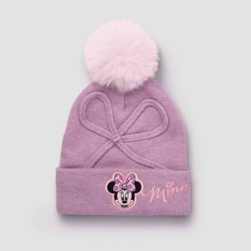 Mickey Mouse & Friends Baby Girls' Minnie Mouse Knit Bow Beanie Hat - Mauve 12-24M