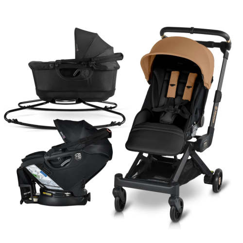 Orbit Baby M+ Stroll, Lounge, & Ride Travel System  - Black Luxe / Chestnut / Merino Wool