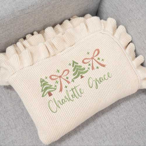 Personalized Christmas Blanket with Name, Custom Name Embroidery Blanket for Baby, Custom Blanket with Christmas, Baby Gift, Christmas Gift