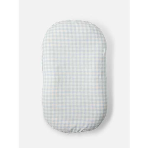 Linen Social Baby Lounger | Soft Blue Gingham