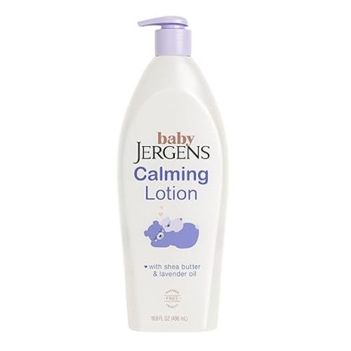 Jergens Baby Calming Lotion, Baby Calming Lotion, Lavender Baby Lotion, Baby Moisturizer with Shea Butter and Lavender Oil, 16.8 Fl Oz