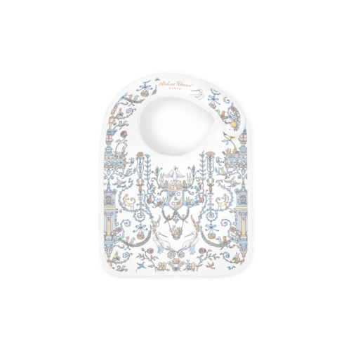 Satin Bib - Toile de Jouy Blue – Atelier Choux & Caitlin Wilson