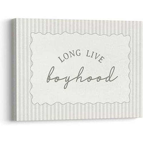 XWELLDAN Long Live Boyhood Boy Nursery Framed Canvas Wall Art Decor, Toddler Little Baby Boys Room Playroom Nursery Decor, 11x14 Inches