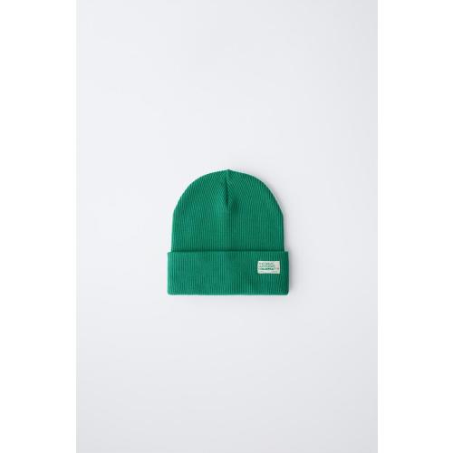 LABEL RIBBED KNIT HAT - Green | ZARA United States