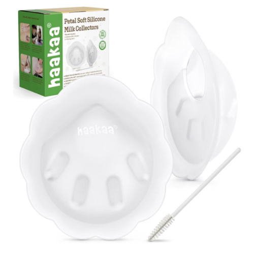haakaa Petal Soft Silicone Milk Collector for Breastfeeding - 2PCS | Discreet Leak-Protection Breast Milk Saver, Reusable Breast Shells Milk Collection Cup for Breastfeeding with Cleaning Brush : Baby