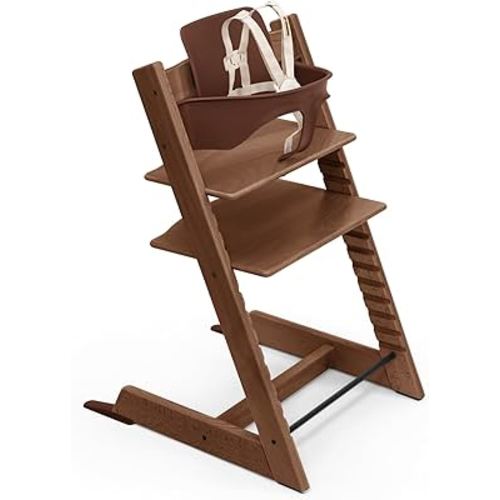 Stokke Tripp Trapp High Chair 2, Warm Brown - Includes Chair + Baby Set with Removable Harness for Children 6-36 Months - Adjustable, Ergonomic & Easy to Clean