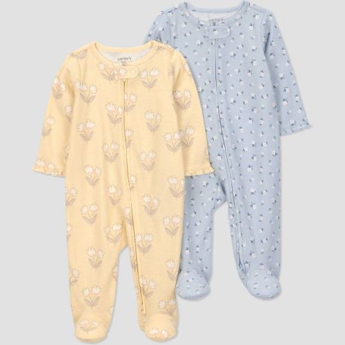 Carter's Just One You® Baby Girls' 2pk Floral Sleep N' Play - Yellow/Blue Newborn