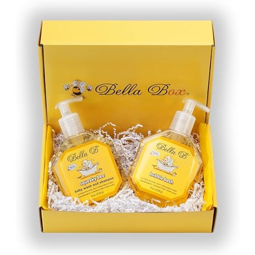Bella B Bundle: Squeaky Bee Baby Wash & Shampoo 8 oz and Bubble Bath 8 oz