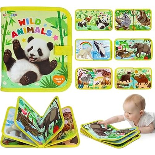 Dr.Rapeti Touch and Feel Book, Soft Book, Tactile Toy, Interactive Fabric Touch Toy, Textures & Interactive for Infant Development