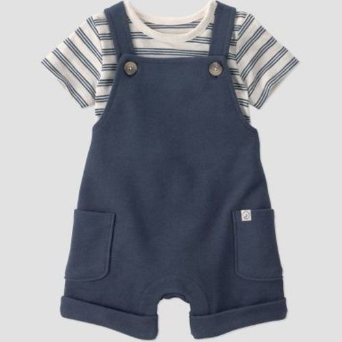 Little Planet by Carter's Baby Boys' Organic 2pc Stripe T-Shirt and Overall Set - Navy Newborn