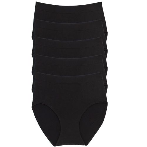 Body Smooth Seamless Brief 5-Pack (Black, Medium)