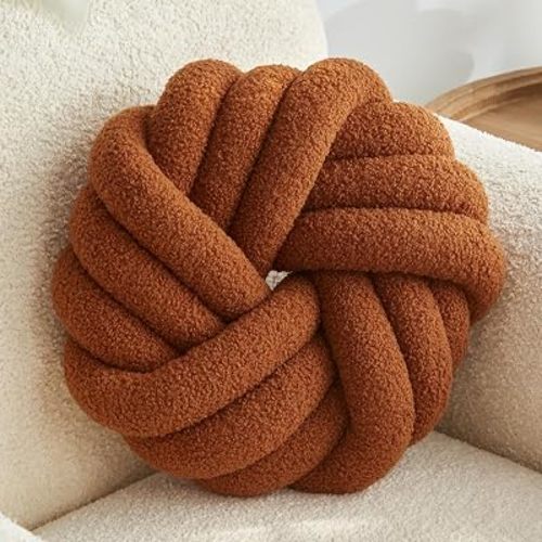 Knot Pillow,Brown Decorative Pillows 13.7"
