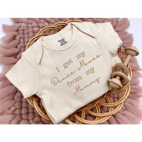 Embroidered I get my dance moves from my Mommy Bodysuit, Baby Dance Gifts, Dance Pregnancy Announcement, Baby Dance Gift Professional Dance