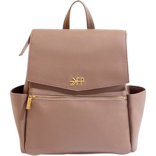 Freshly Picked Mini Classic Diaper Bag Backpack, Wipeable Vegan Leather, 8 Pockets Total (Heather)