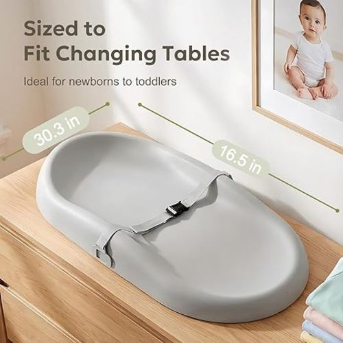Mallify Wipe-Clean Changing Pad, Waterproof & Wipeable, Soft & Non-Slip Diaper Adjustable Safety Belt, Changing Pad for Dresser, Changing Table