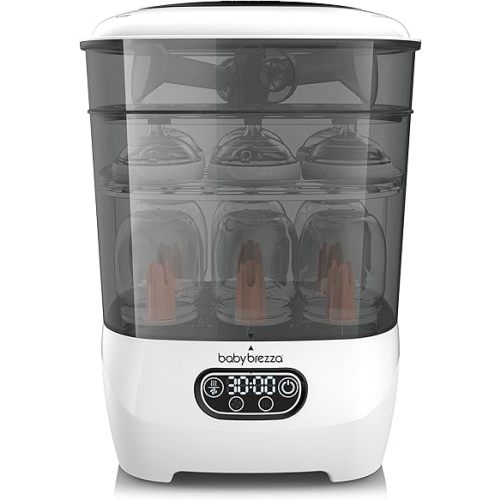 Baby Brezza Baby Bottle Sterilizer and Dryer Advanced – Electric Steam Sterilization Machine – Universal Sterilizing for All Bottles: Plastic + Glass + Pacifiers + Breast Pump Parts - HEPA Filtration (White)