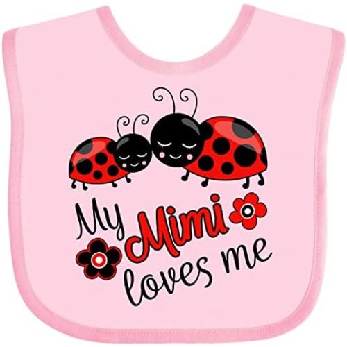 inktastic My Mimi Loves Me with Cute Ladybugs Baby Bib