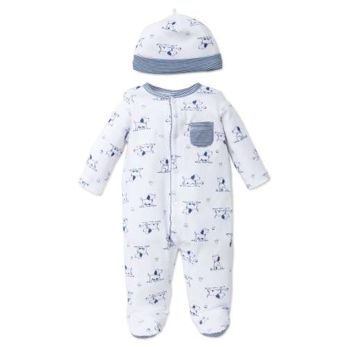 Puppy Toile Footed One-Piece And Hat