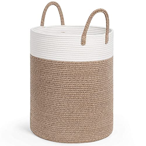 INDRESSME Baby Laundry Basket, Laundry Hamper for Nursery, Collapsible Laundry Baskets with Handles, Tall Woven Basket for Toys Blankets, Boho Decorative Basket for Living Room, 15 x 20 inches