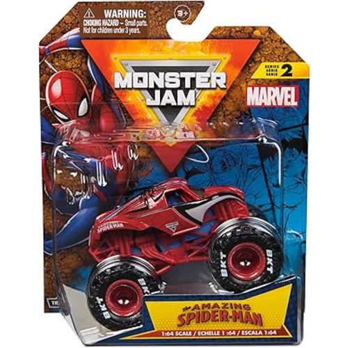Monster Jam, Marvel Official Spider-Man Monster Truck, Die-Cast Vehicle, 1:64 Scale, Super Hero Kids Toys for Boys Ages 3 and up