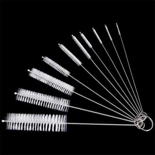 Kitcheniva Transparent Nylon Straw Bottle Cleaning Brush Set 10 Pcs