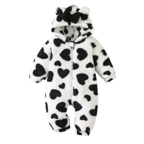 Baby Girls Jumpsuit Cute Print Onesies Long Sleeve Zipper Hooded Romper Girls Cartoon Bear Jumpsuit Baby Snowsuit Baby Boy Clothes 0-3 Months