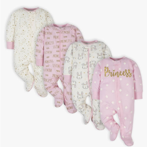 Gerber baby-girls 4 Pack Sleep 'N Play Footie