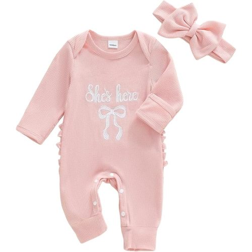 Socutebabe Baby Girl Winter Clothes Newborn Preemie Going Coming Home Outfit Ruffle Mitten Sweater Romper Cute Knit Jumpsuit