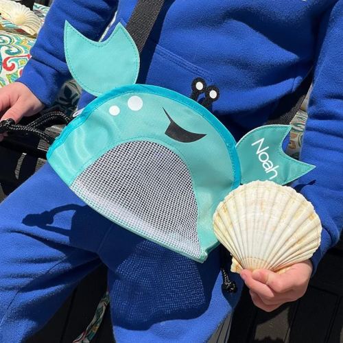 Personalized Crab Seashell Zipper Mesh Beach Bag | CWBeach90
