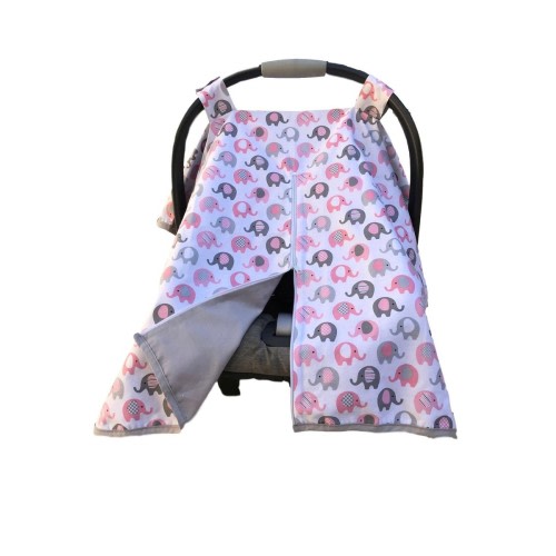 Vera Elephant 100% Breathable Cotton Baby Car Seat Cover (Petal Grey)