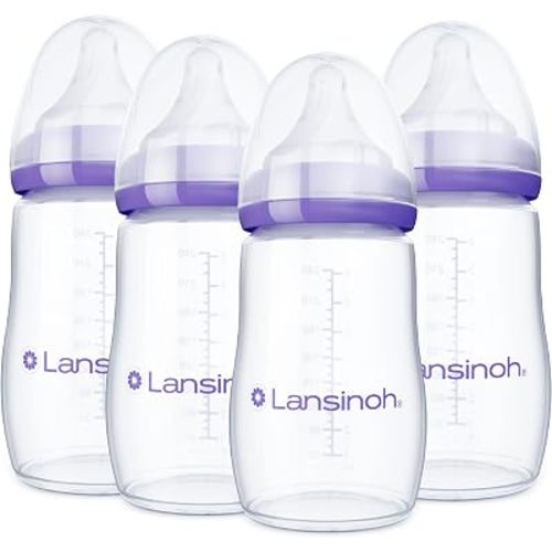 Lansinoh Anti-Colic Baby Bottles, 8 Ounces, 4 Count