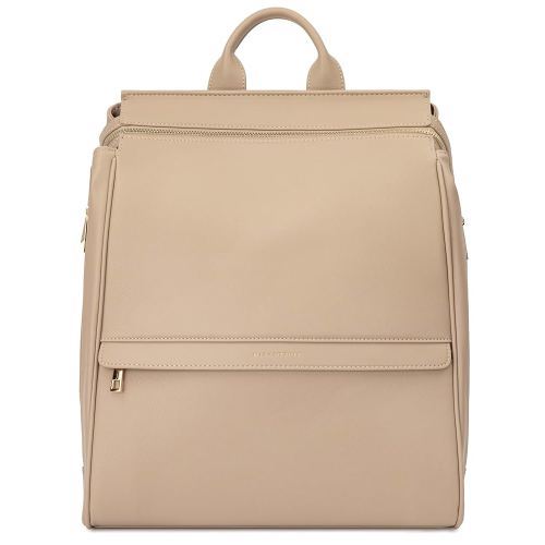 MIA + SOPHIA Leather Diaper Bag Backpack with USB Charging port, Changing Pad, Stroller Straps, and Bottle Holder(Beige Sophia)