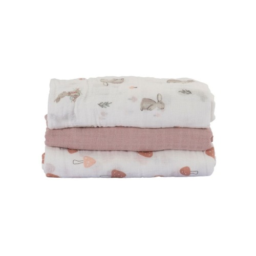 Muslin Wraps Pack of 3 in Harvest Bunny