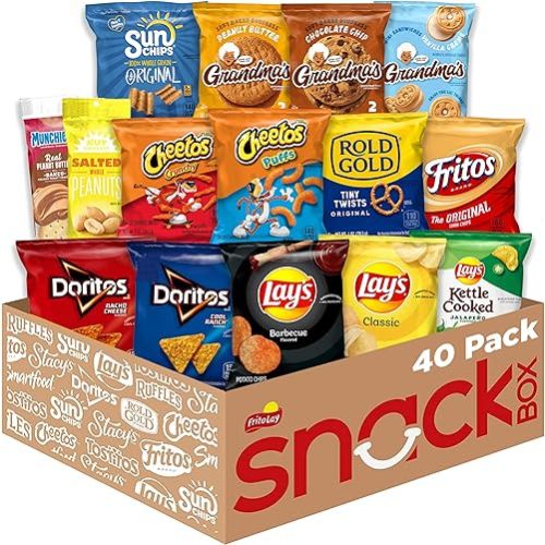 Frito Lay Ultimate Classic Snacks Package, Variety Assortment of Chips, Cookies, Crackers, & Nuts, (Pack of 40) (Packaging May Vary)