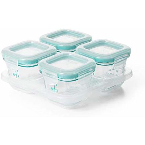 OXO Tot Glass Baby Blocks Food Storage Containers, Teal, 4 oz