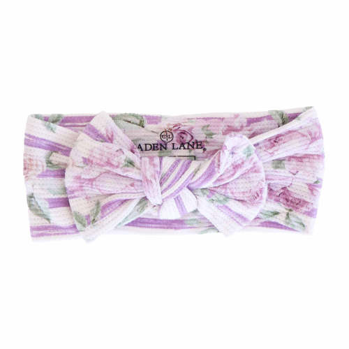 Lila's Lilacs Bamboo Waffle Knit Large Bow Headwrap