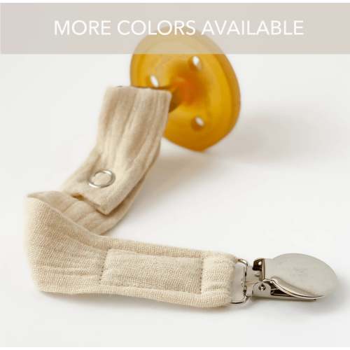 Natural White Gauze Pacifier Clip